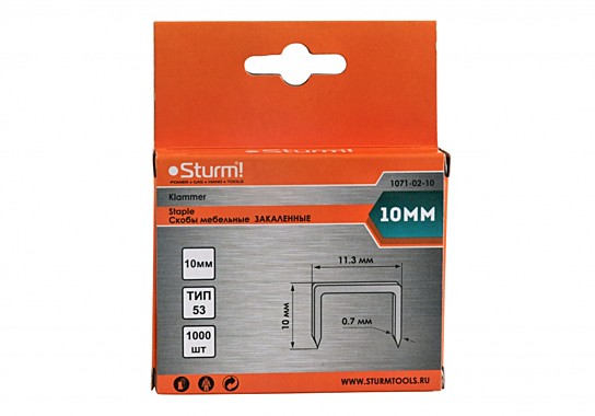 1071-02-10 Скобы для степлера 10мм (тип 53)  Sturm!